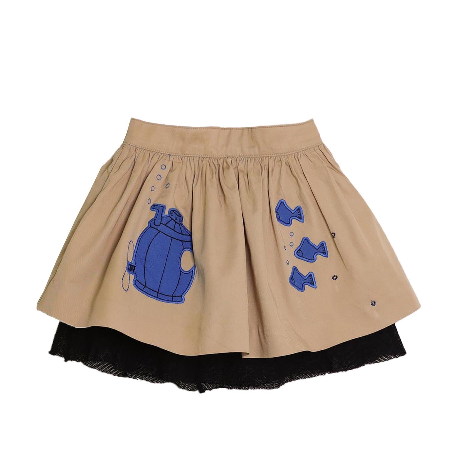 MAGIC MENDING PRELOVED Beige Cotton Skirt with Submarine, 2 years-0