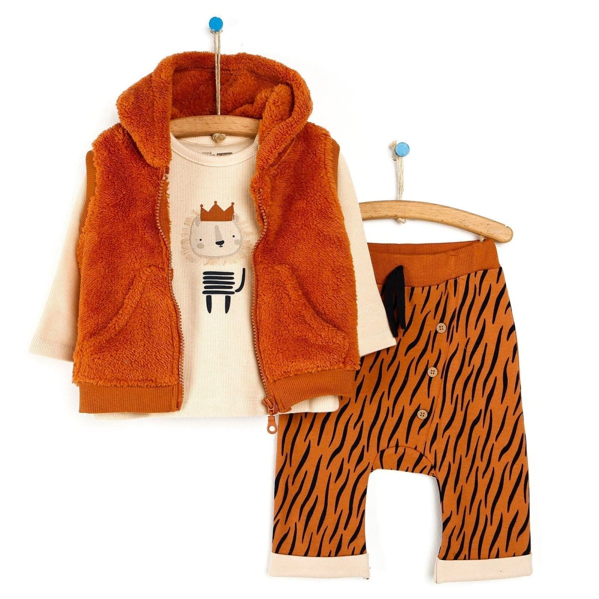 HelloBaby Sweatshirt-Vest-Bottom - Brown