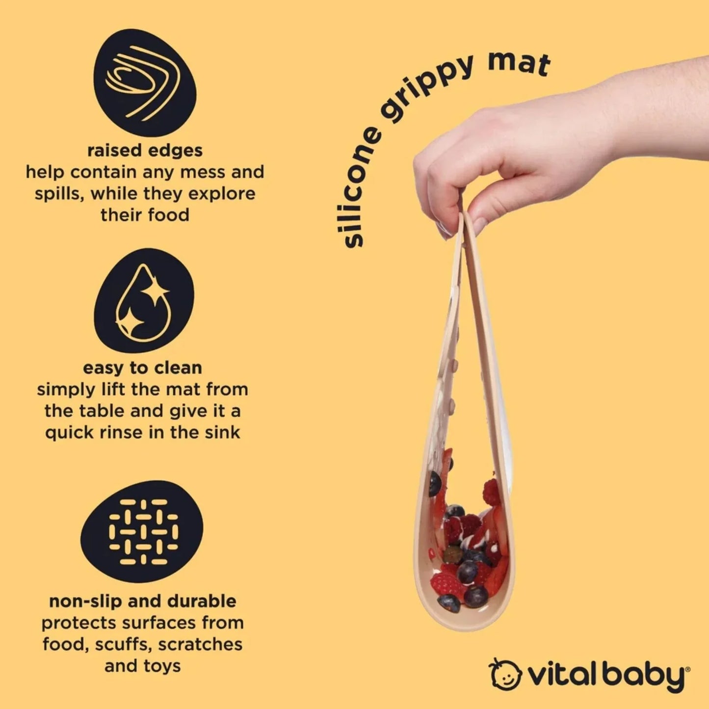 Vital Baby Nourish Silicone Grippy Mat - Sweet Butterscotch
