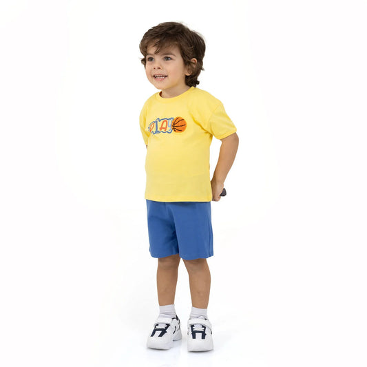 HelloBaby Motto Boy T-shirt & Short - Yellow
