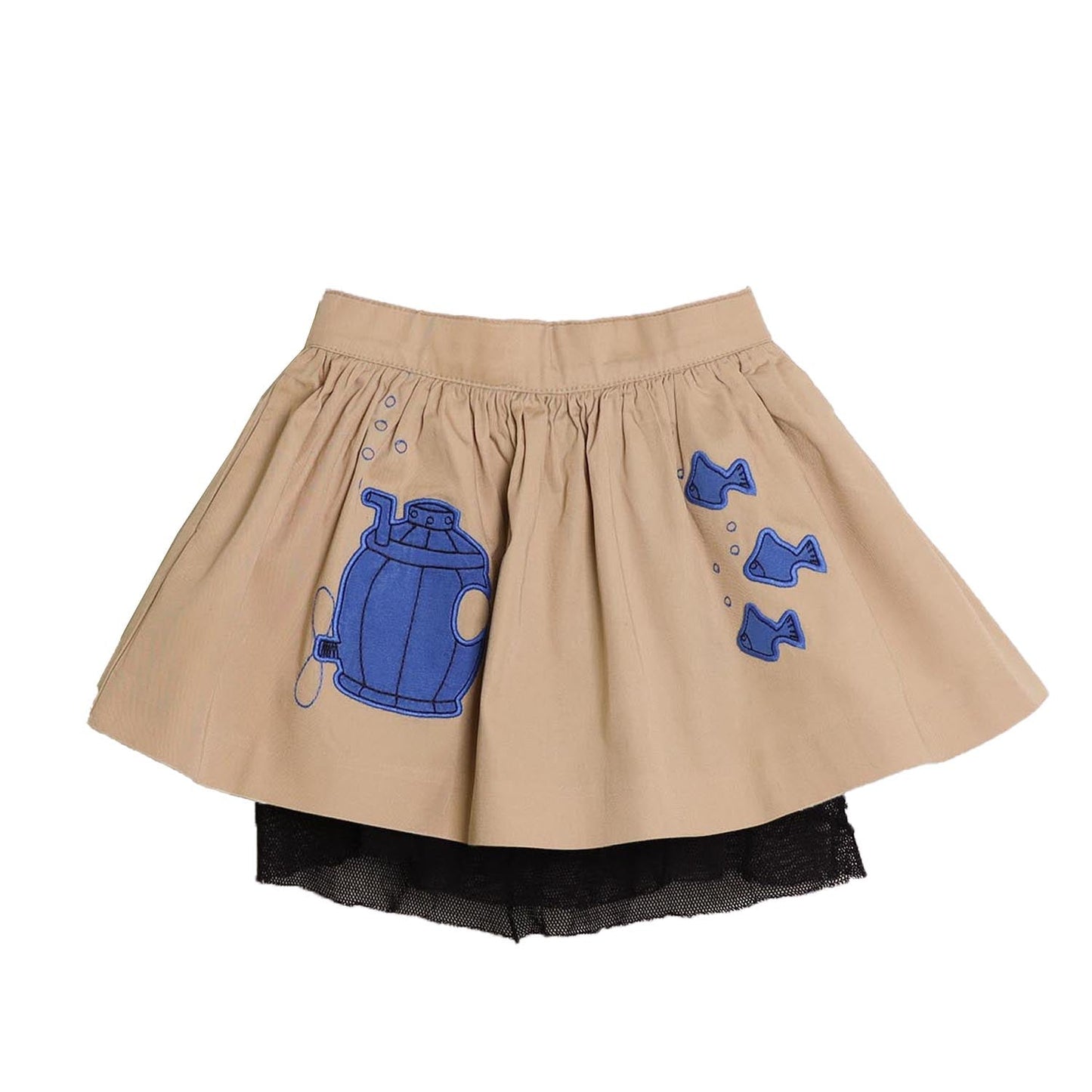 MAGIC MENDING PRELOVED Beige Cotton Skirt with Submarine, 2 years-0