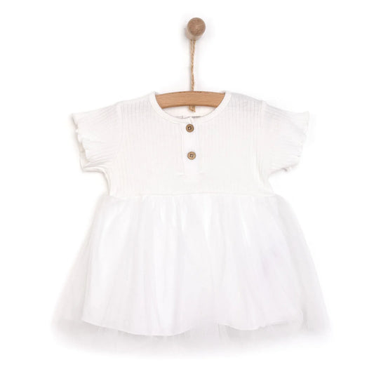 HelloBaby Newborn Girl Tulle Dress - Ecru