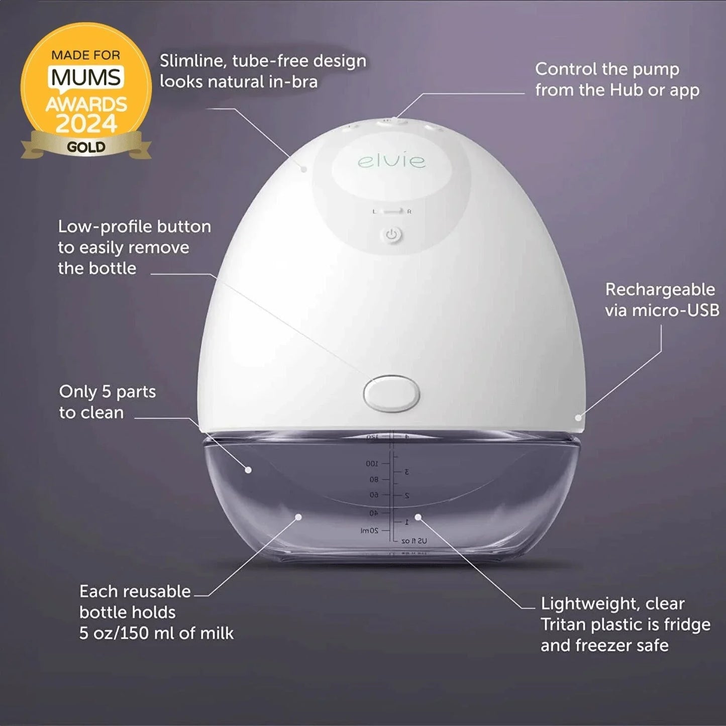 Elvie Pump Single Ultra-Quiet Wearable Electric Breast Pump