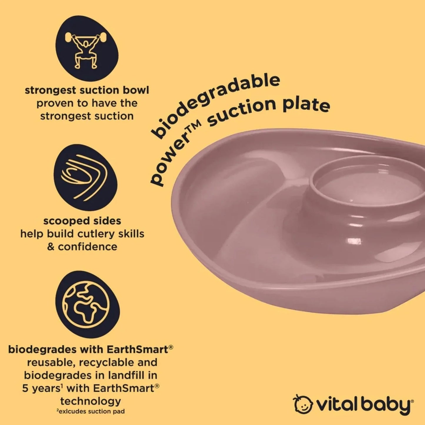 Vital Baby Nourish Power Suction Plate - Natural Berry