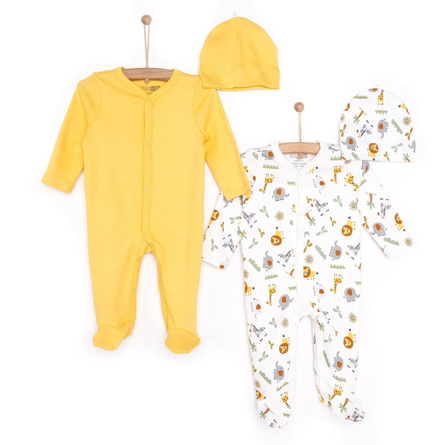 HelloBaby Newborn 2pcs Jumpsuit-Hat - Green