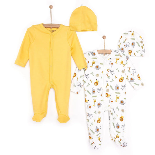 HelloBaby Newborn 2pcs Jumpsuit-Hat - Green