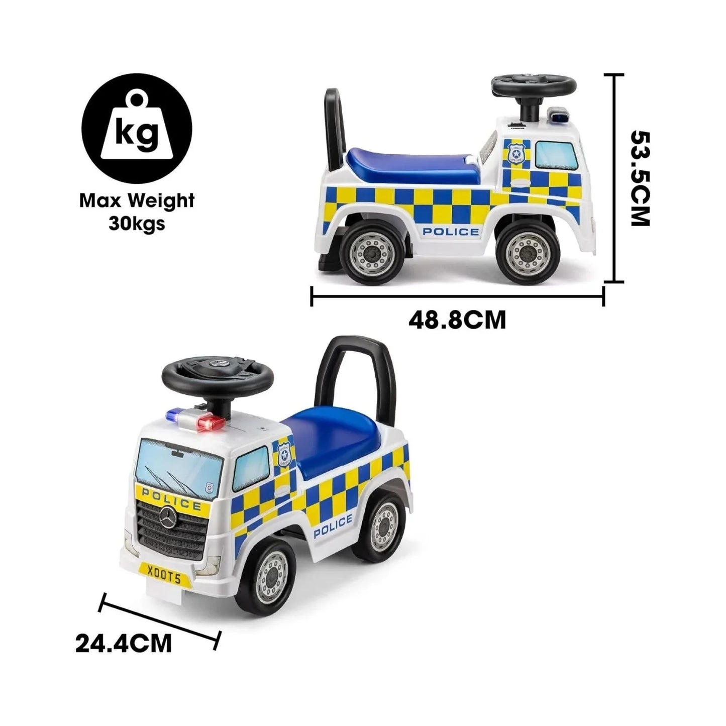 Xootz Mercedes-Benz Police Foot-to-Floor Ride On - White