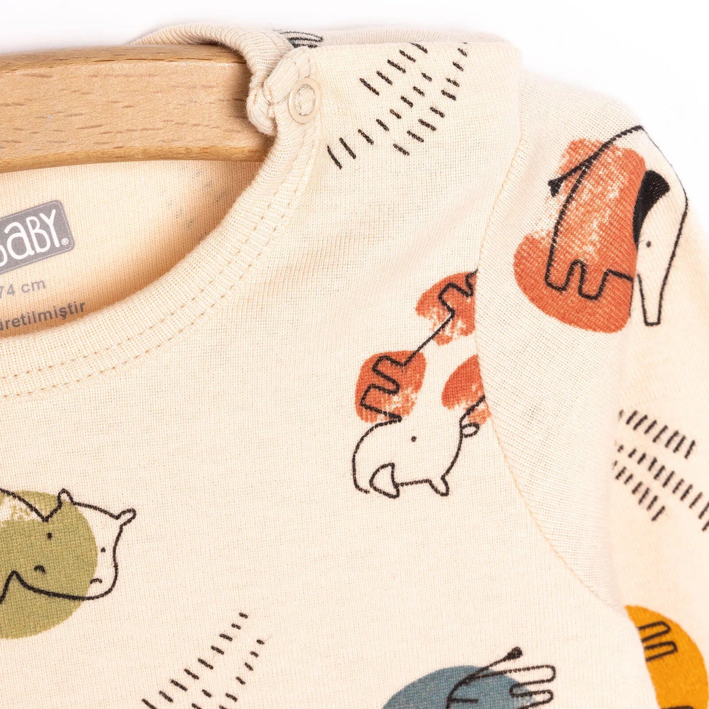 HelloBaby Boy Long Sleeve Bodysuit - Beige