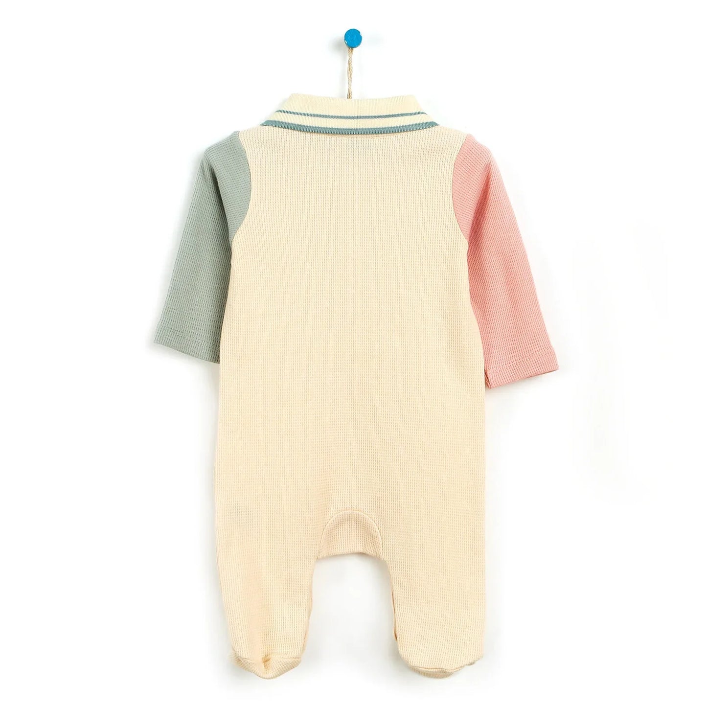 HelloBaby Newborn Polo Collar Romper - Ecru