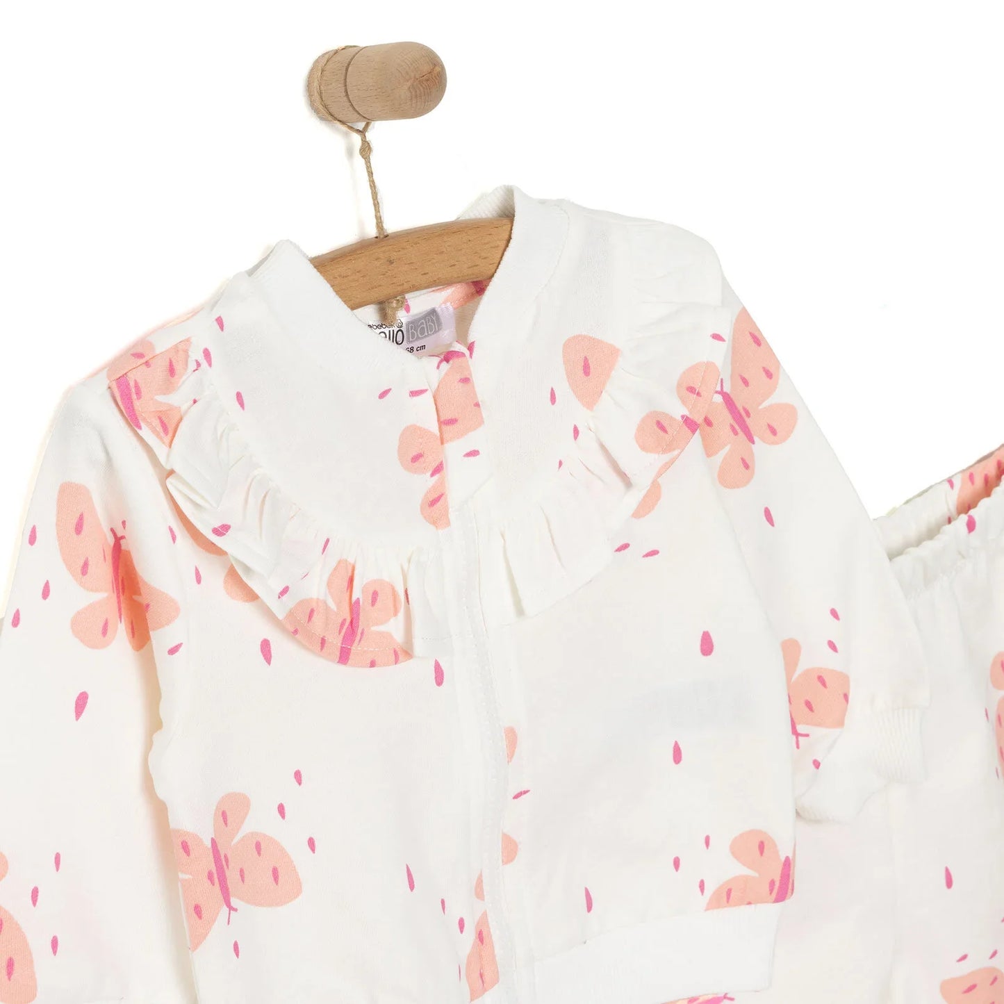 HelloBaby Basic Baby Girl Zippered Joggers - Ecru