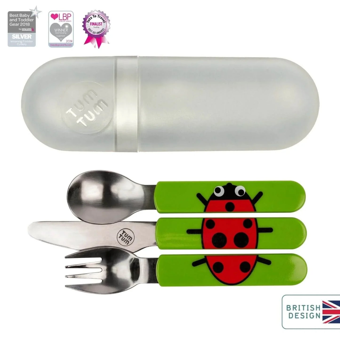 TUM TUM Travel Cutlery Set with Case - Ladybird