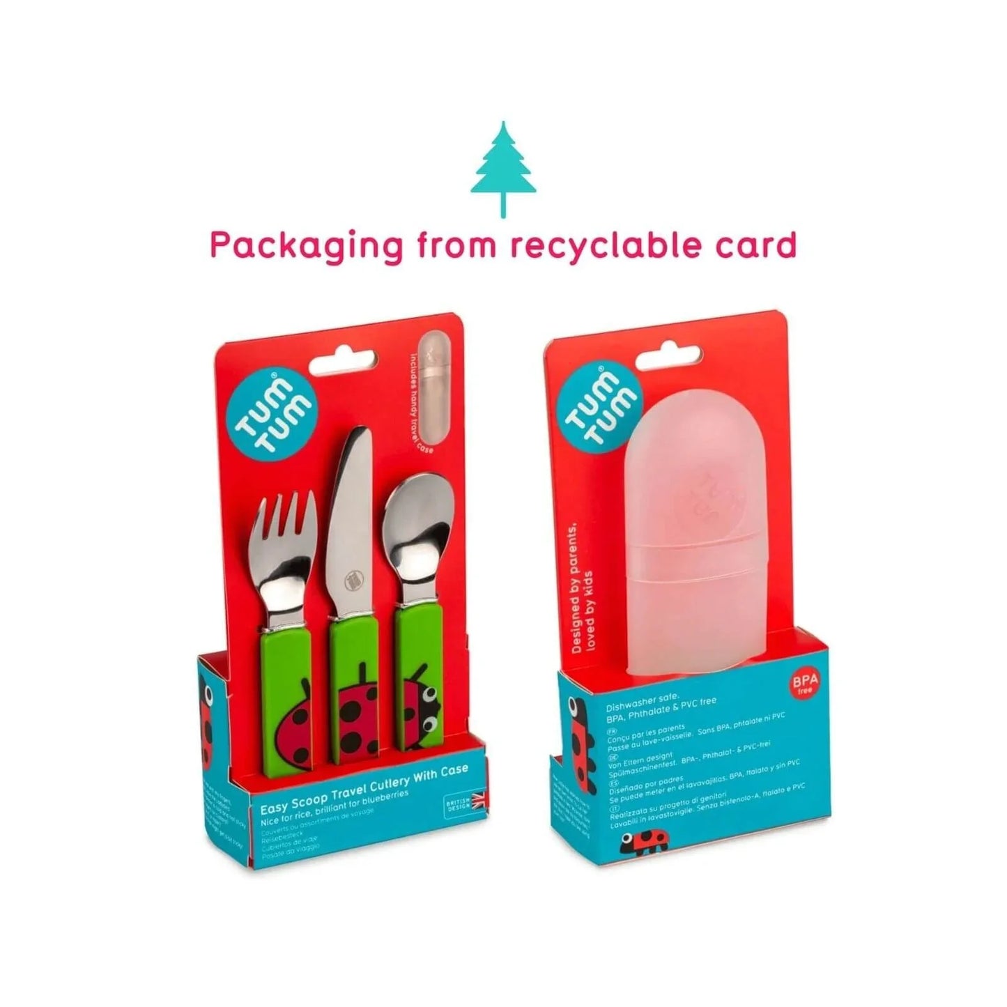TUM TUM Travel Cutlery Set with Case - Ladybird