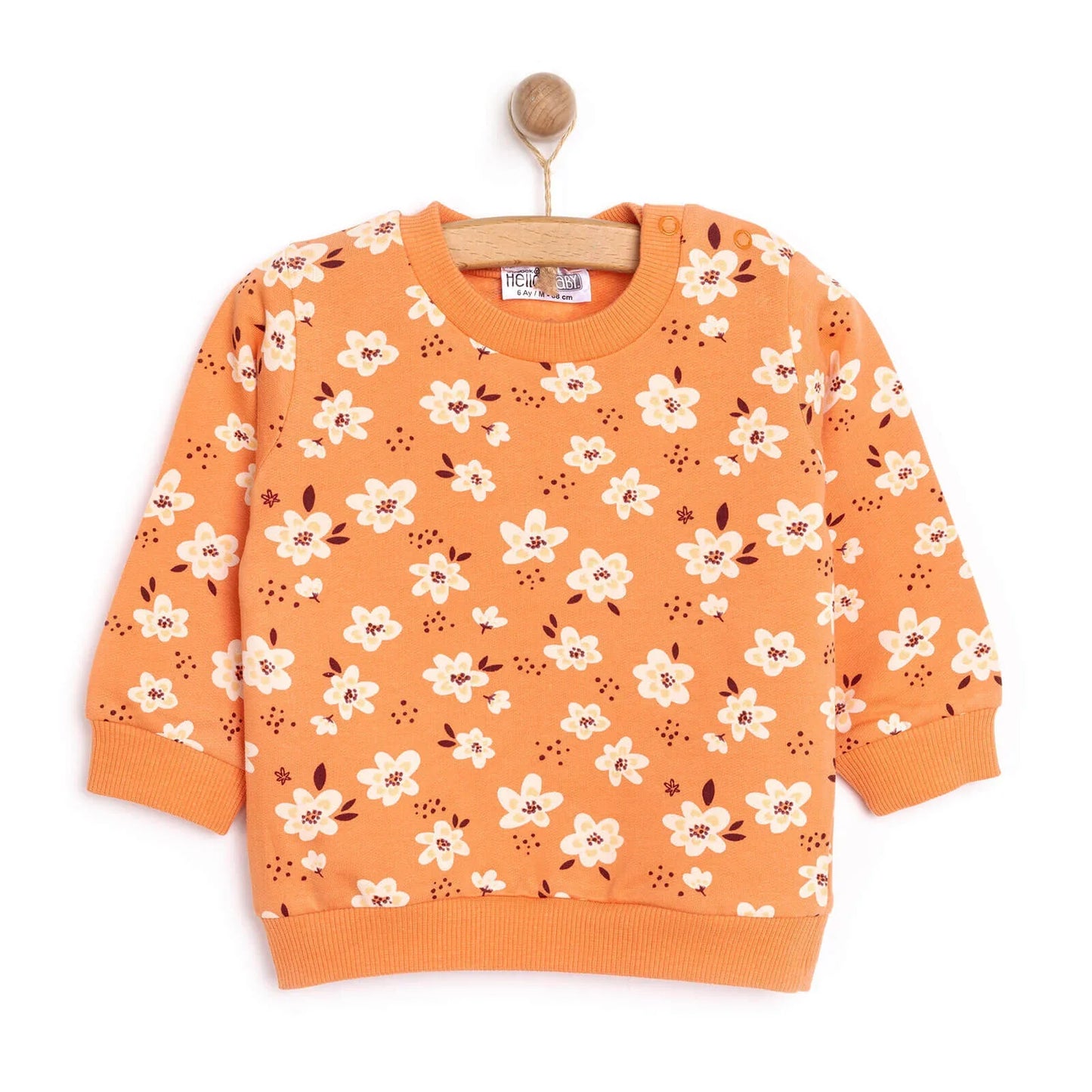 HelloBaby Baby Girl Basic Flower Printed Sweatshirt - Printed