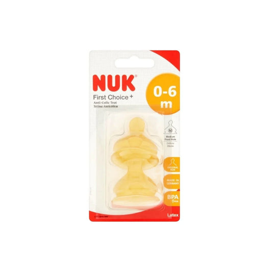 NUK First Choice+ Latex Teats Medium Feed Hole 0-6 months