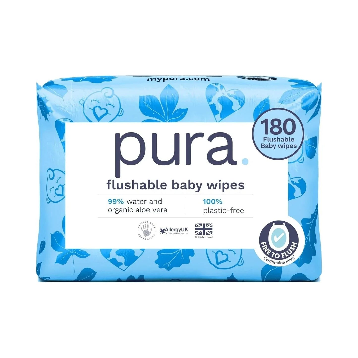 Pura Baby Wipes Flushable 3x60 pcs