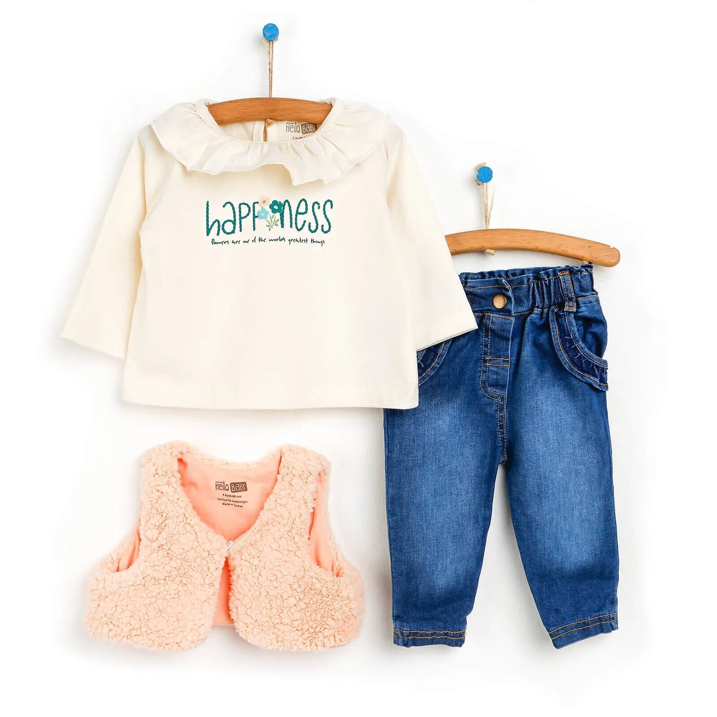 HelloBaby Sweatshirt-Vest-Bottom - Beige