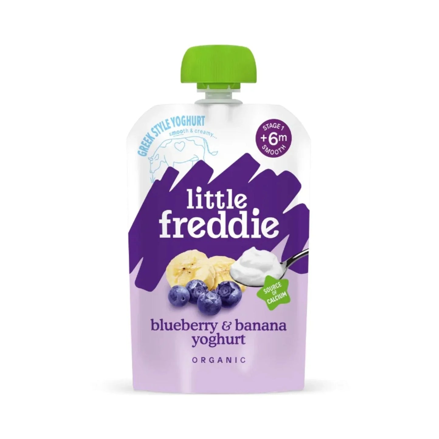 Little Freddie Organic Blueberry & Banana Yoghurt Baby Food Pouch Multipack 6+ months 600g (6x100g)