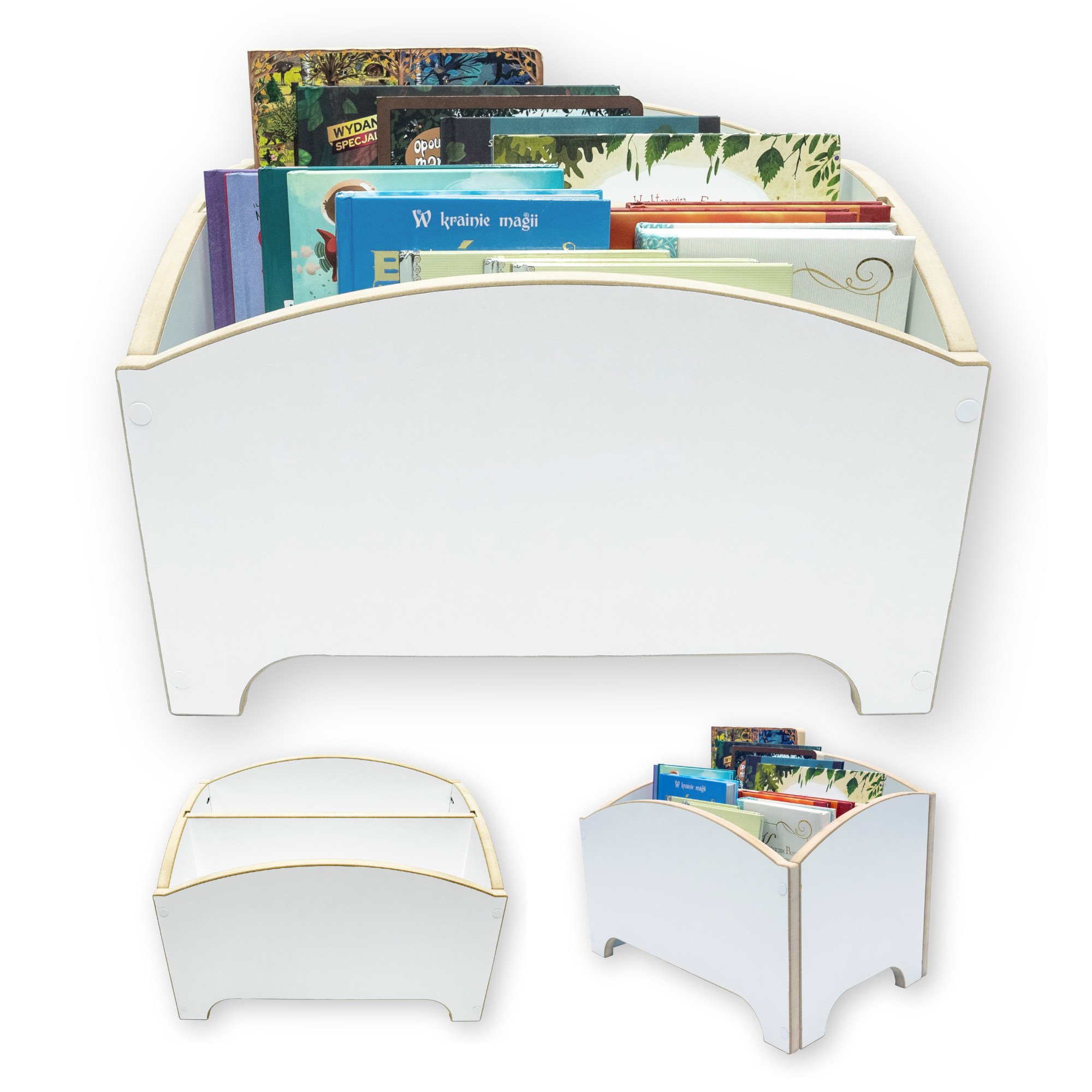 MAMOI® Bookshelf for children, book shelf, wall shelf children's shelf, book box for children's room, book shelf children's bookshelf, book bench wood, play box white-0