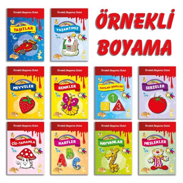 Örnekli Boyama Dizisi 10 Kitap Set - Parıltı Yayınları Kitap