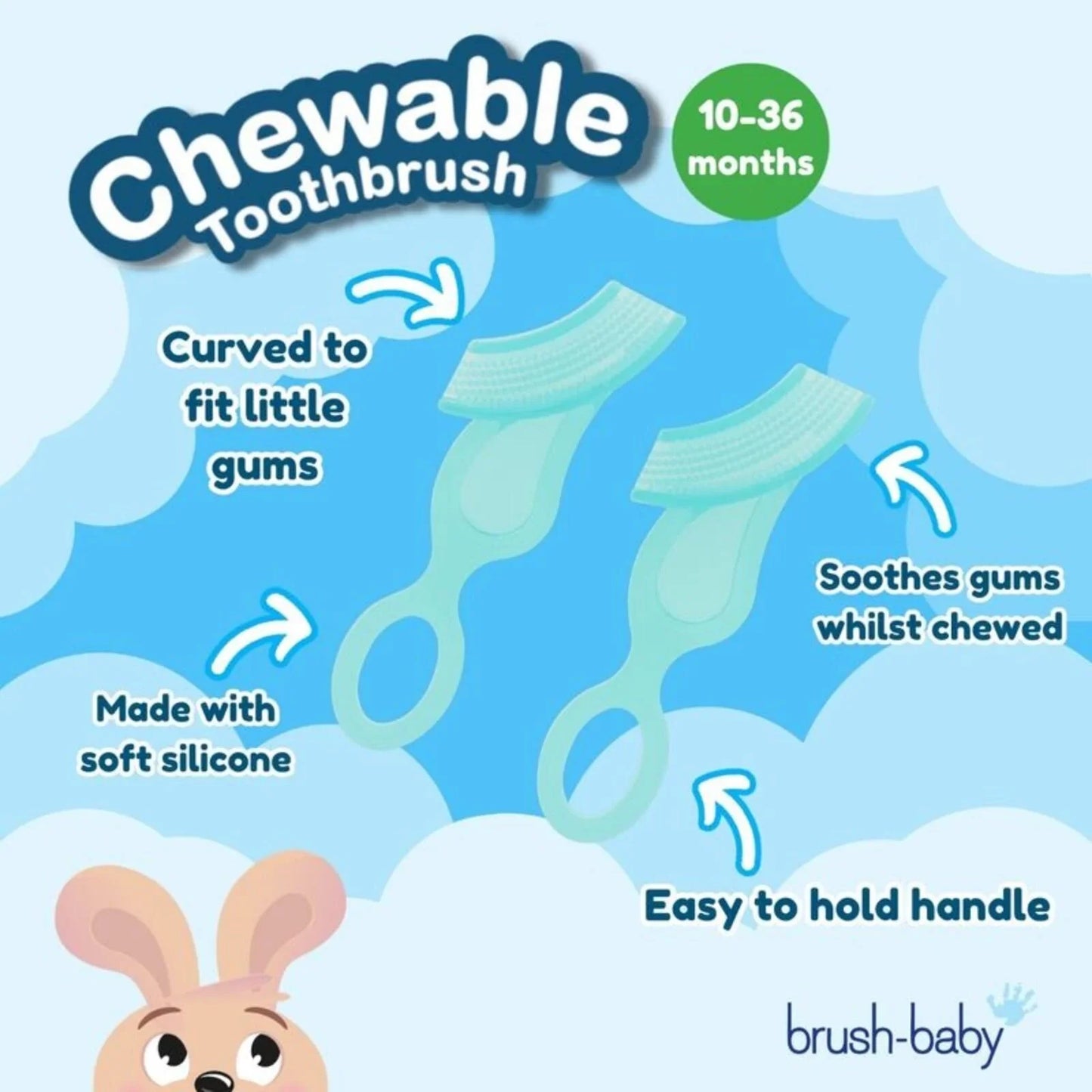 brush-baby Chewable Toothbrush Pack of 2 - Teal