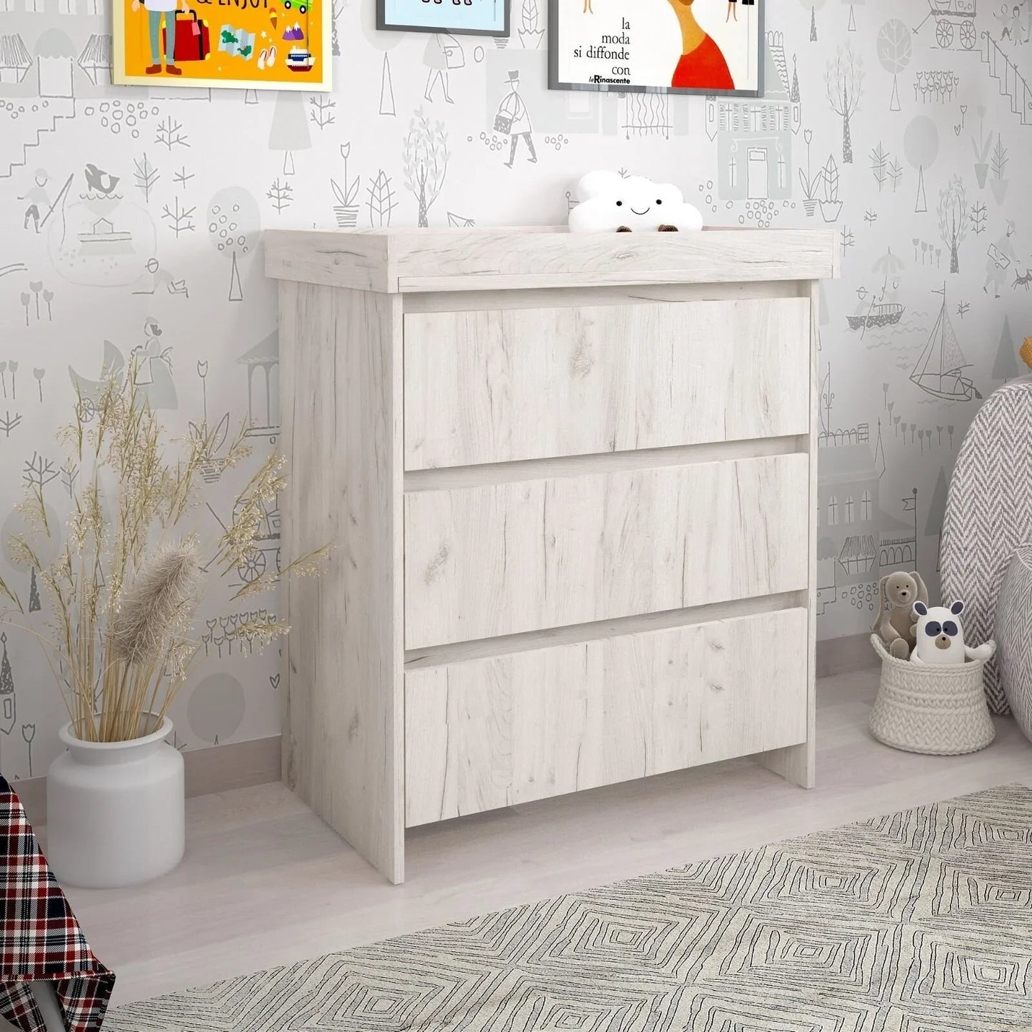 Shefa Kids 880 Baby Changing Unit - White Craft Oak