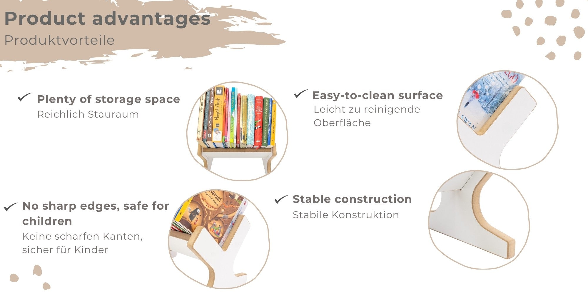 MAMOI® Small wooden bookshelf for children - mini shelf for children's books, book stand, wall shelf, kids bookshelf-2