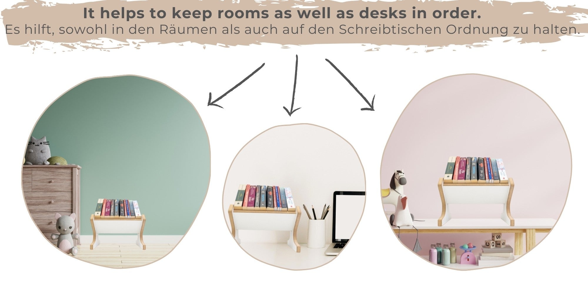 MAMOI® Small wooden bookshelf for children - mini shelf for children's books, book stand, wall shelf, kids bookshelf-3