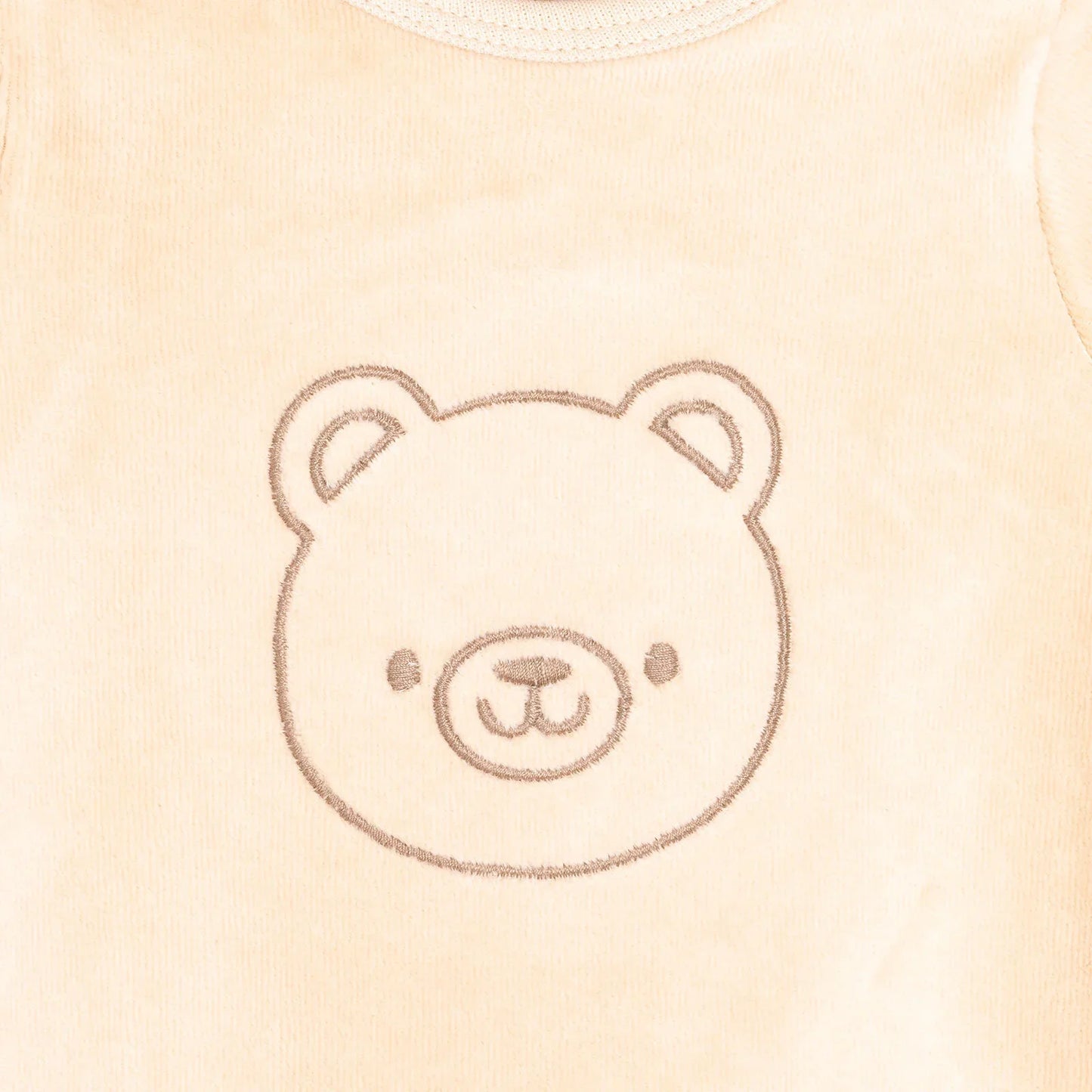 HelloBaby Newborn Boy Embroidered Velvet - Light Brown