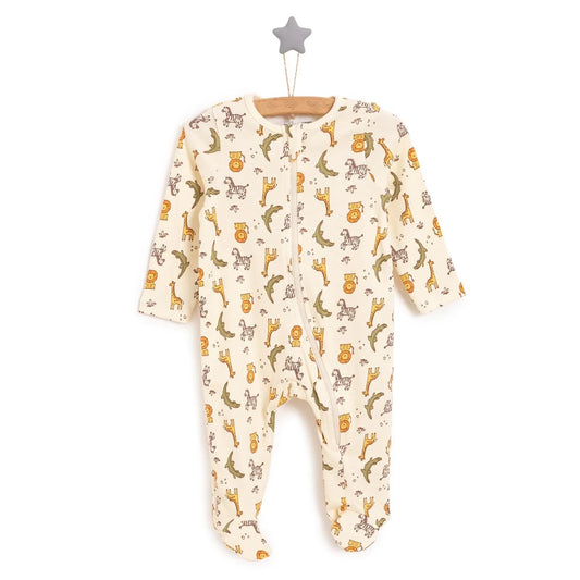 HelloBaby Newborn Boy Footed Jumpsuit - Beige
