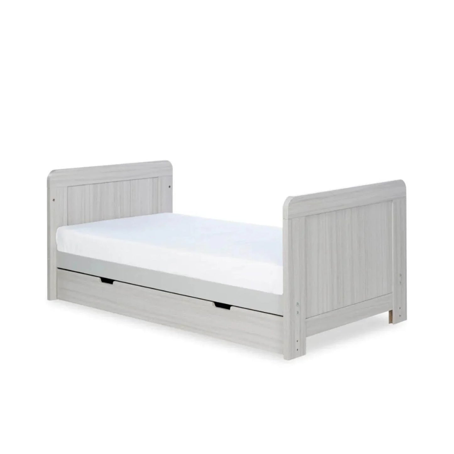 Ickle Bubba Pembrey Cot Bed & Under Drawer Ash Grey - Fibre Mattress