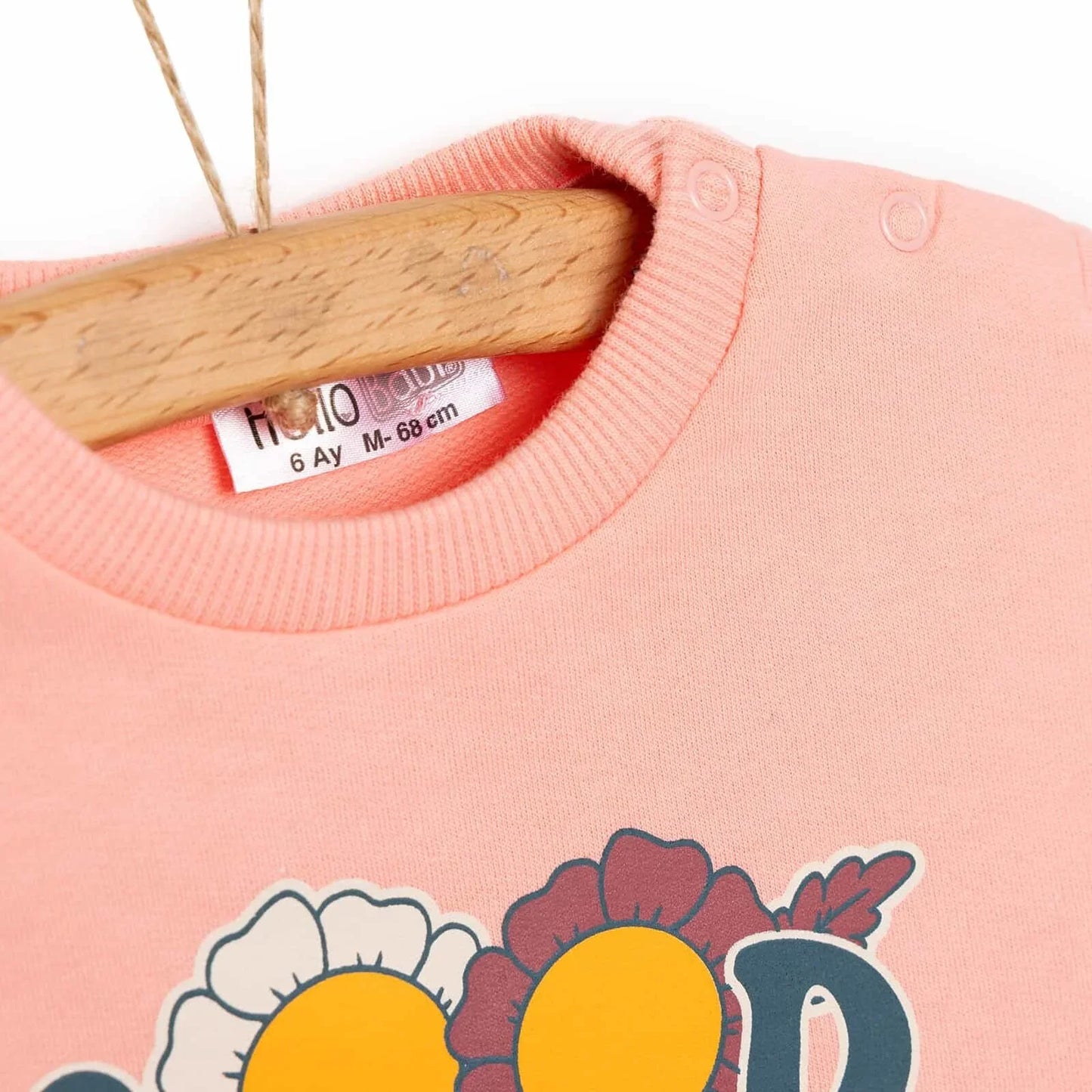 HelloBaby Basic Low Raised Floral Text Printed Sweatshirt - Pink