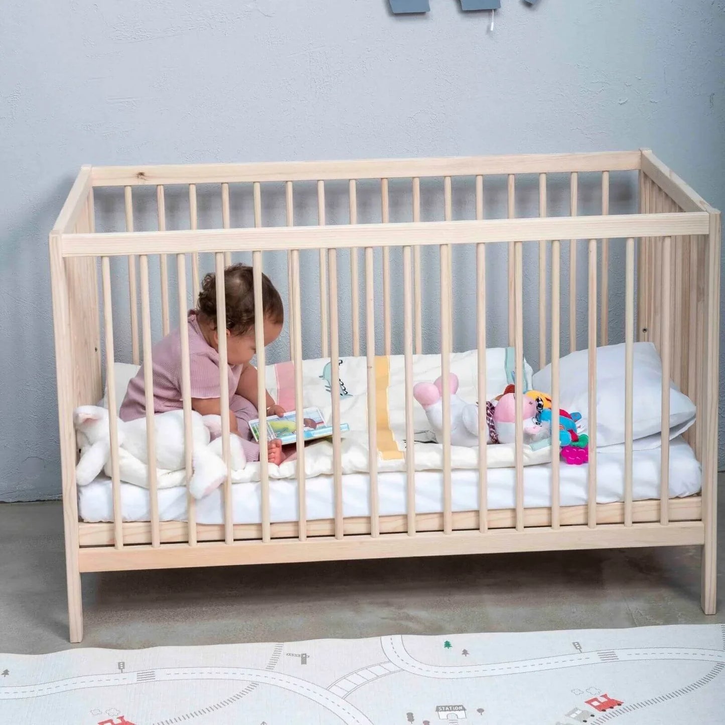 Kukka Natural Wood 2-Level Cot 60x120 cm