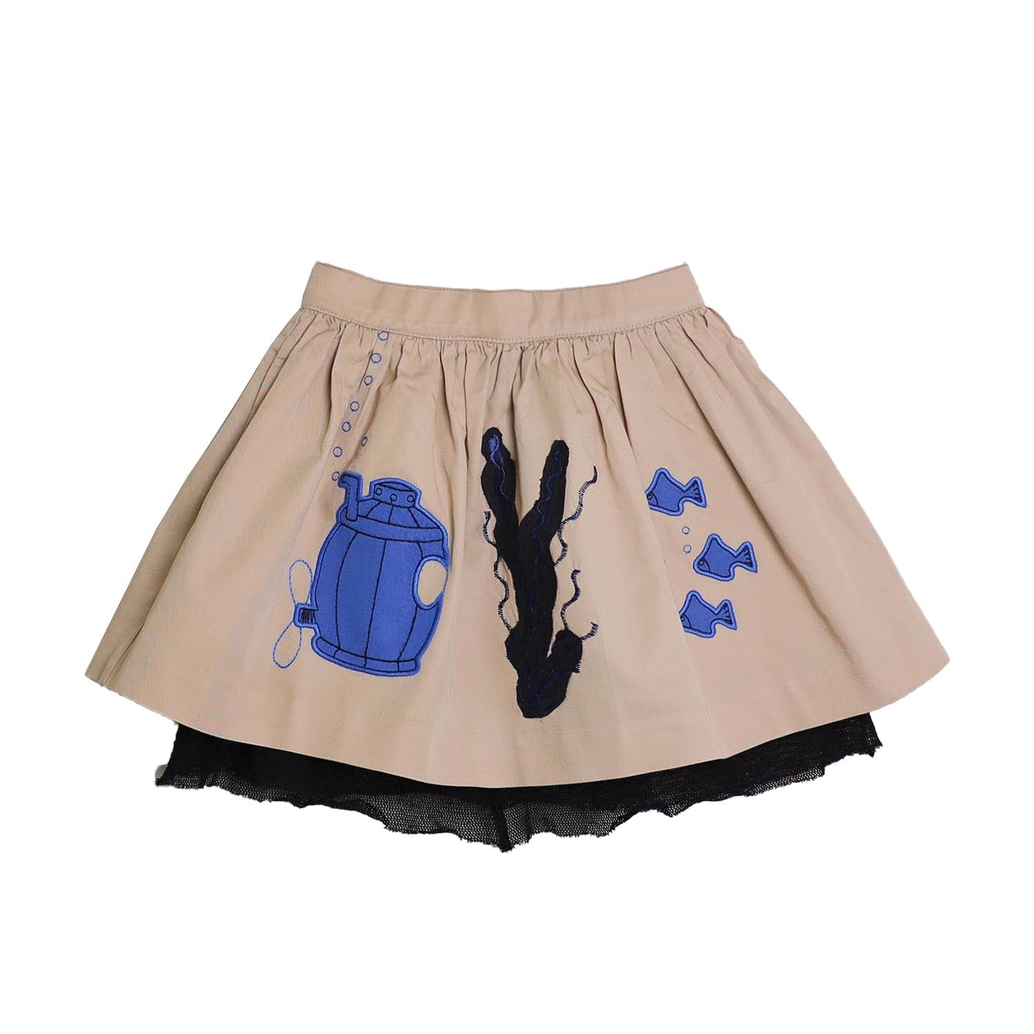 MAGIC MENDING PRELOVED Beige Cotton Skirt with Submarine, 4 years-0