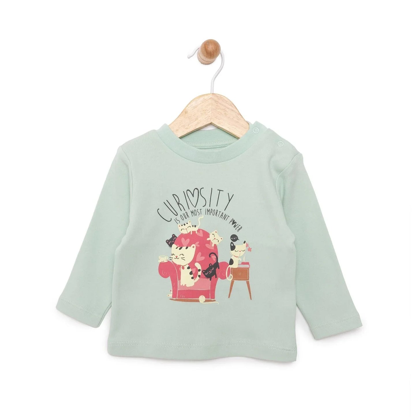 HelloBaby Basic Cat Printed Interlock Long Sleeve T-Shirt - Multicolour