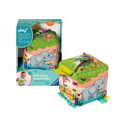 Play+ Roll & Play Sound Cube Wild Animals