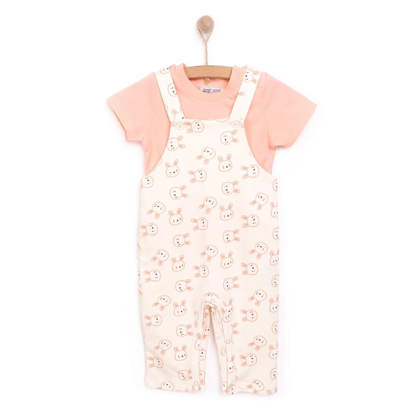 HelloBaby Girl Overalls T-shirt - Coral