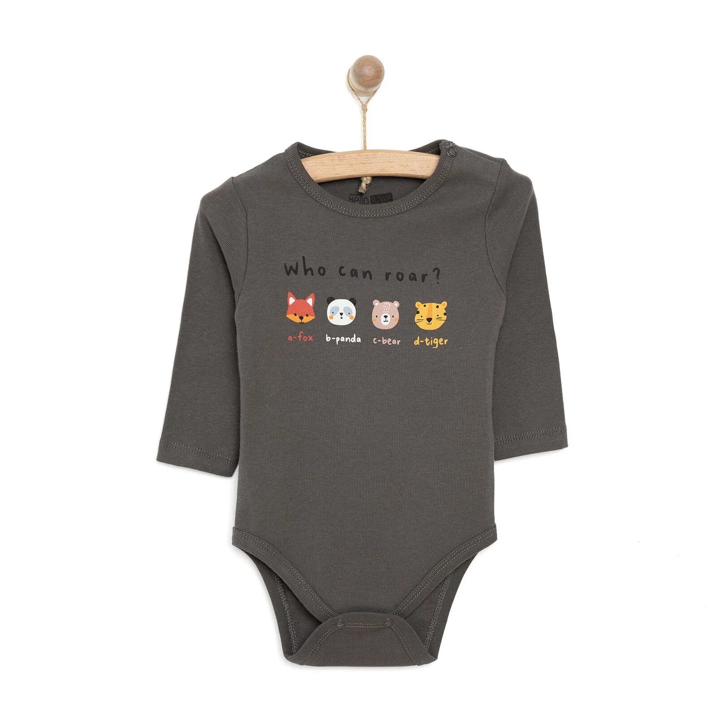 HelloBaby Boy 2-Pack Long Sleeve Bodysuit - Dark Grey