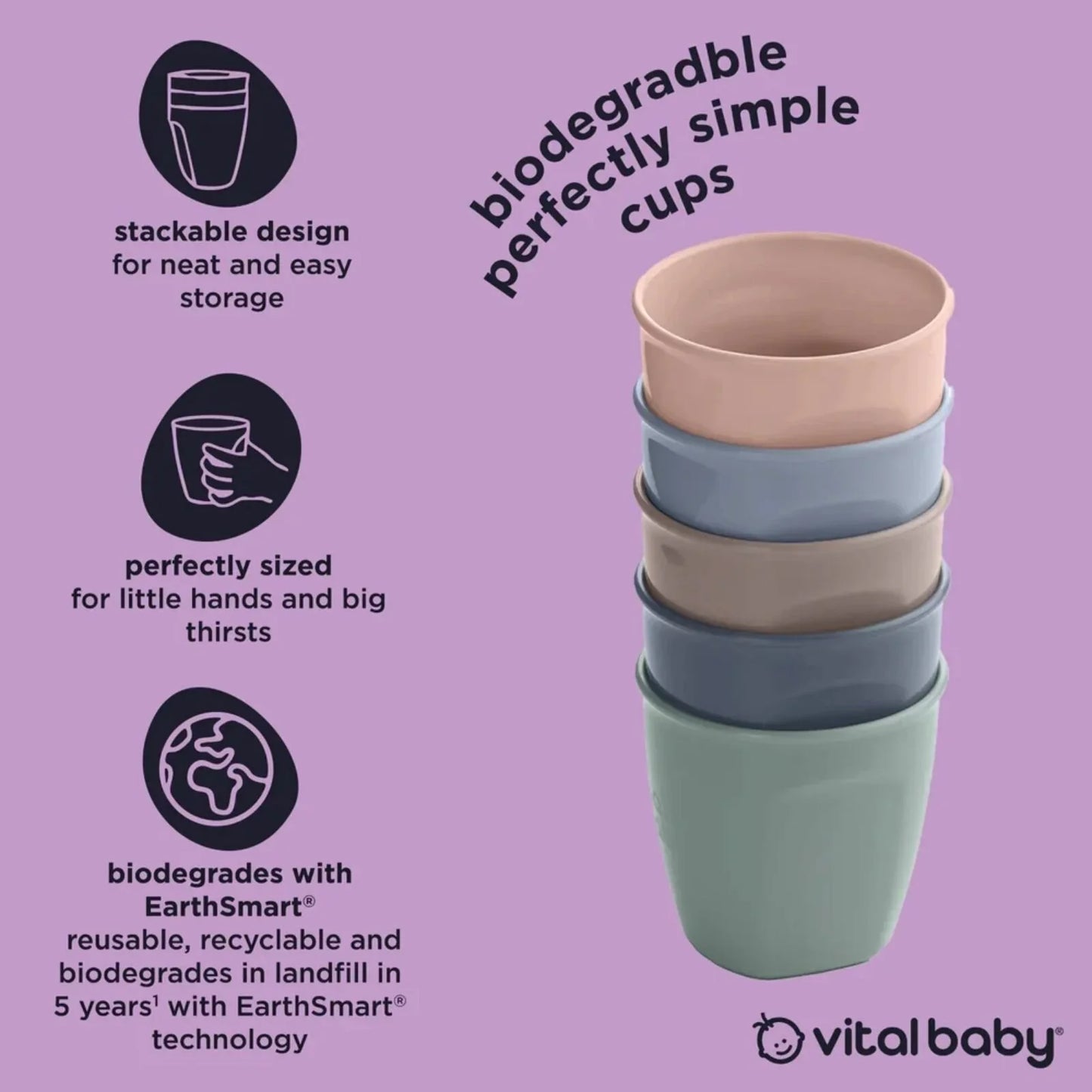 Vital Baby Nourish Perfectly Simple Cups Pack of 5