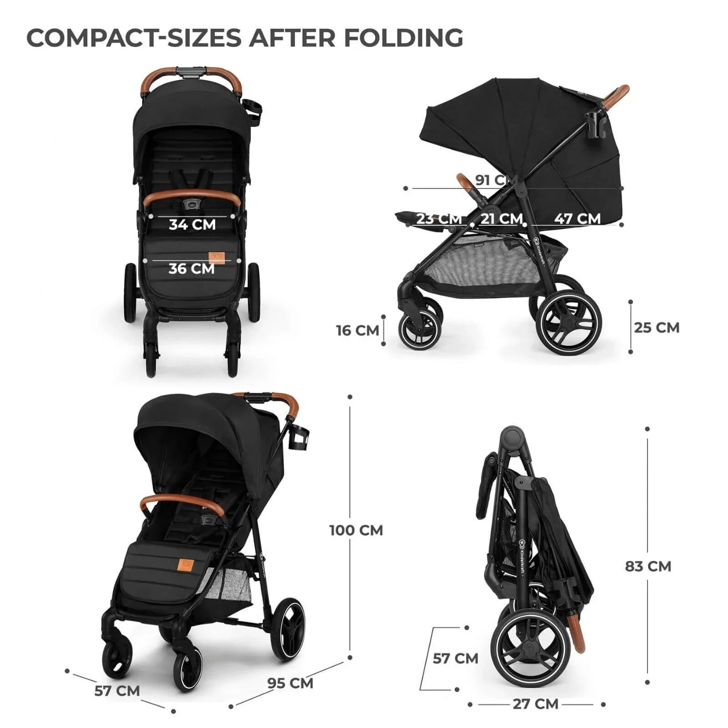 Kinderkraft Grande Plus Baby Stroller - Black