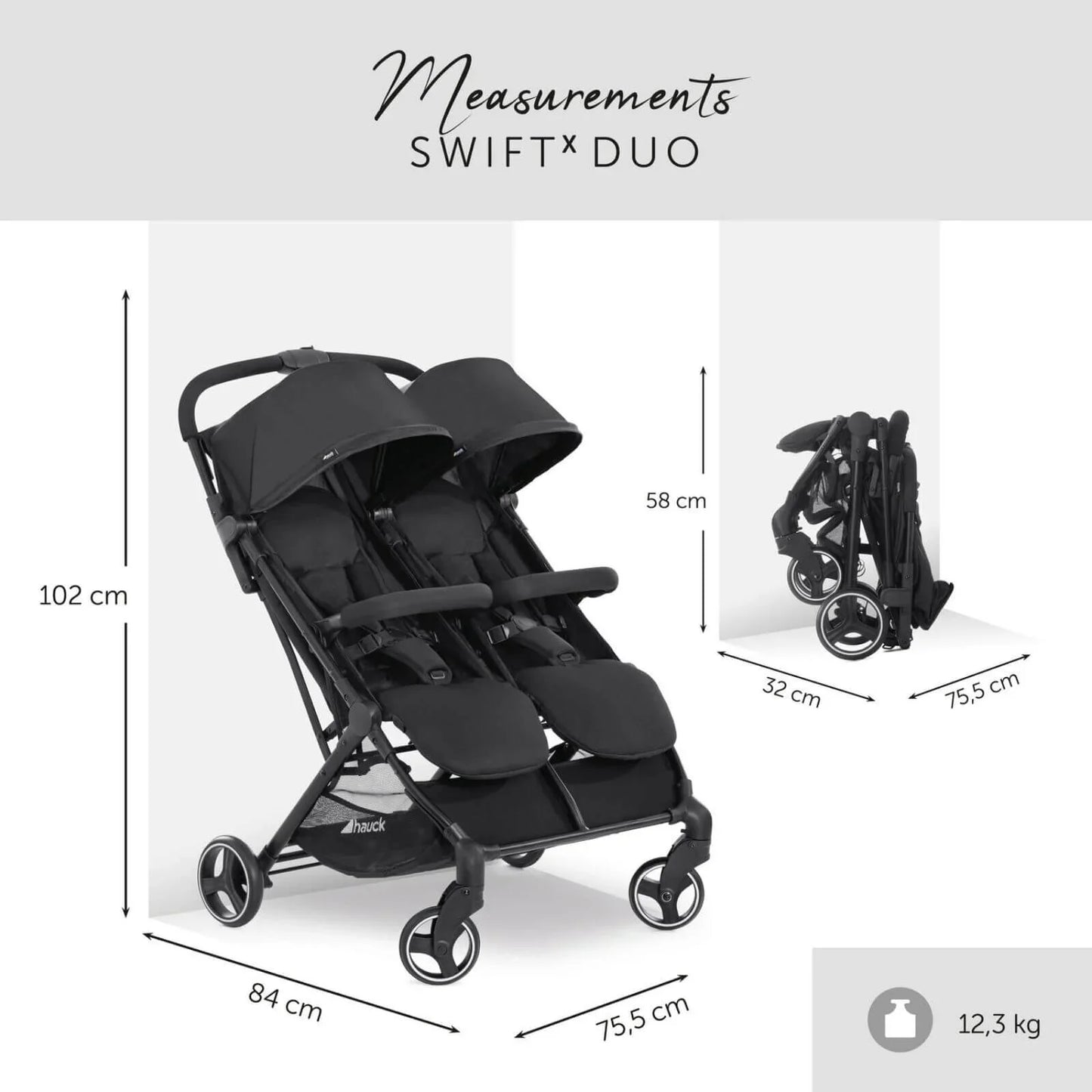 Hauck Swift X Duo Double Pushchair - Black