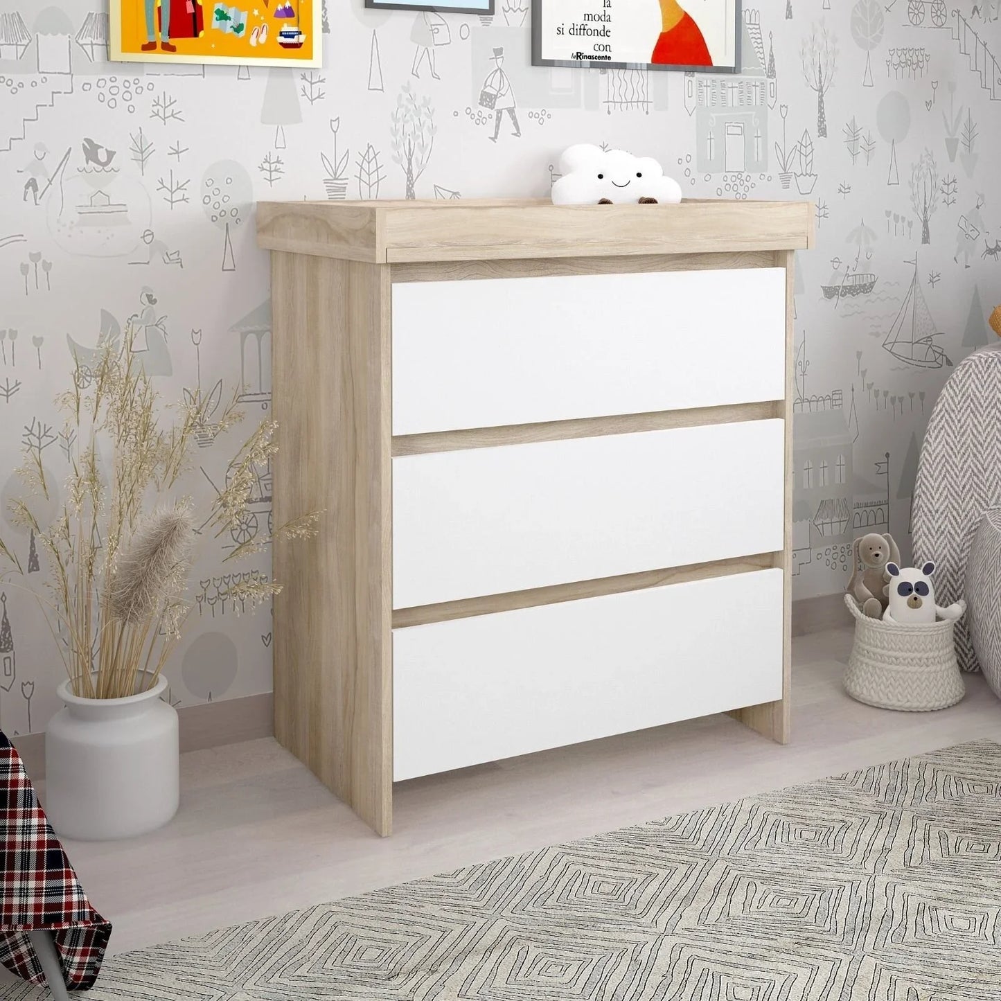 Shefa Kids 880 Baby Changing Unit - Elm/White