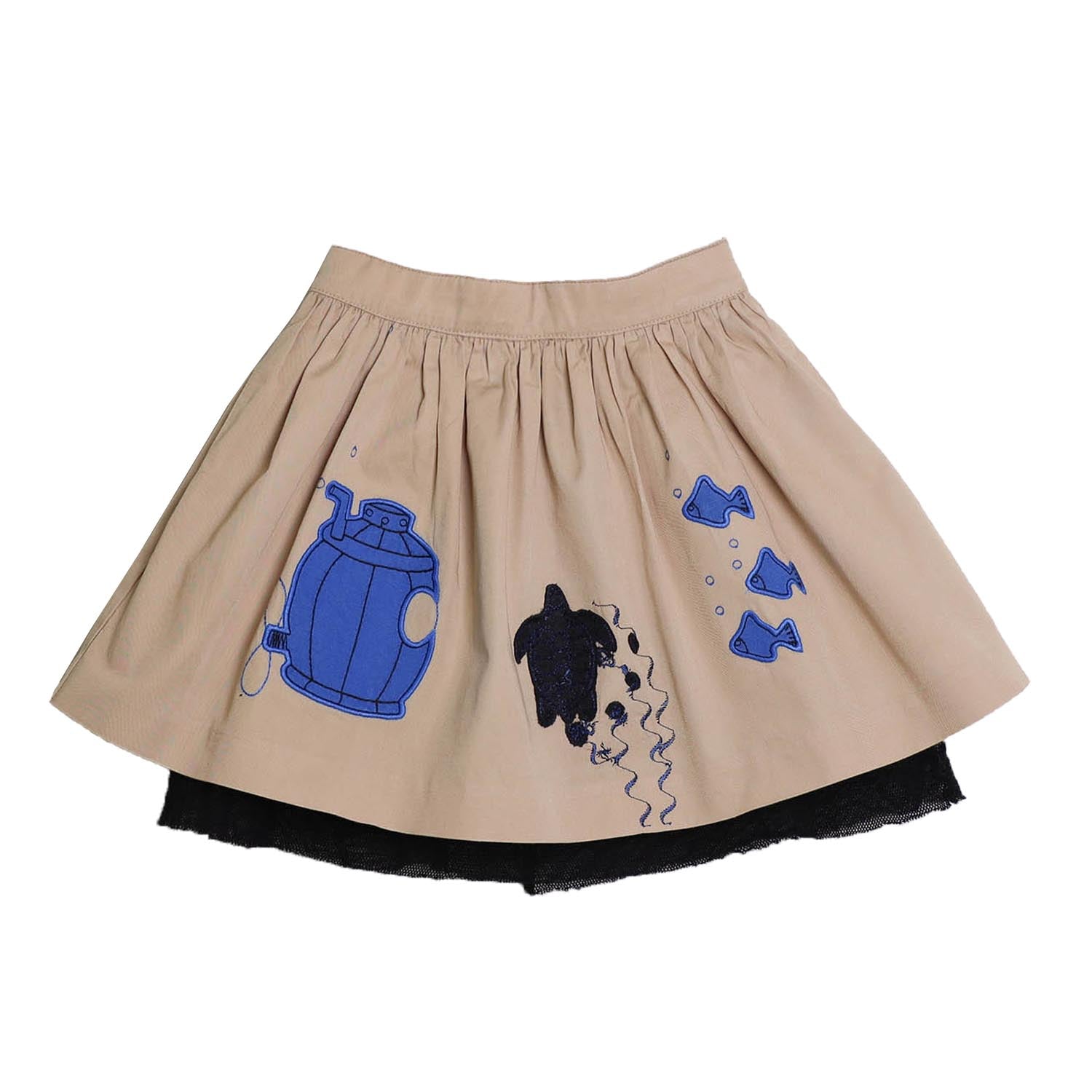 MAGIC MENDING PRELOVED Beige Cotton Skirt with Submarine, 4 years-0