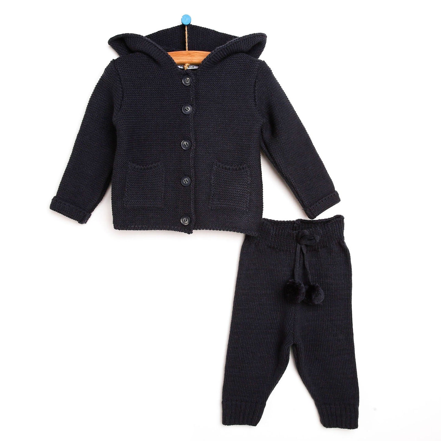HelloBaby Newborn Knit Cardigan - Bottom - Charcoal