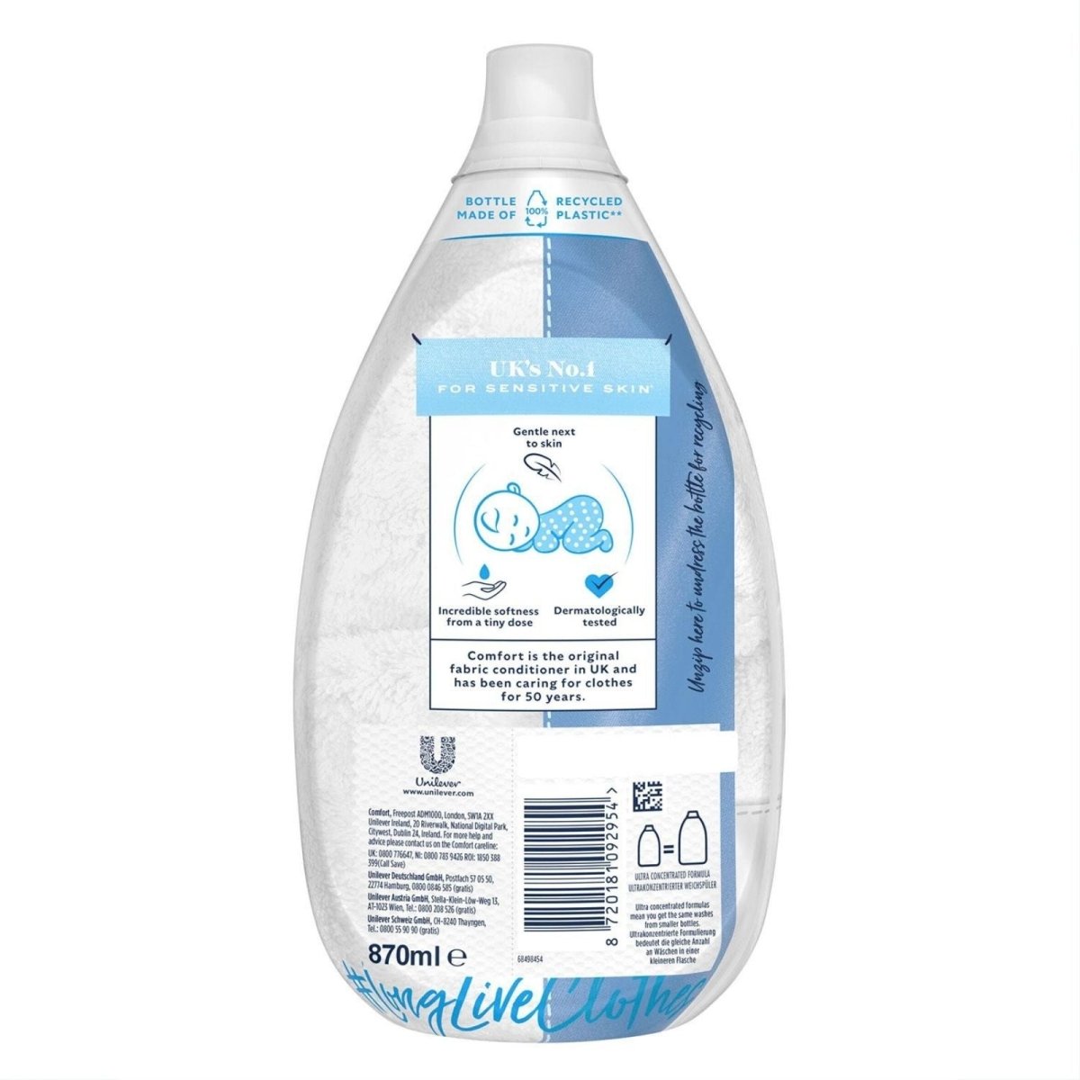 Comfort Pure Fabric Conditioner Ultimate Care 58 Washes 870ml