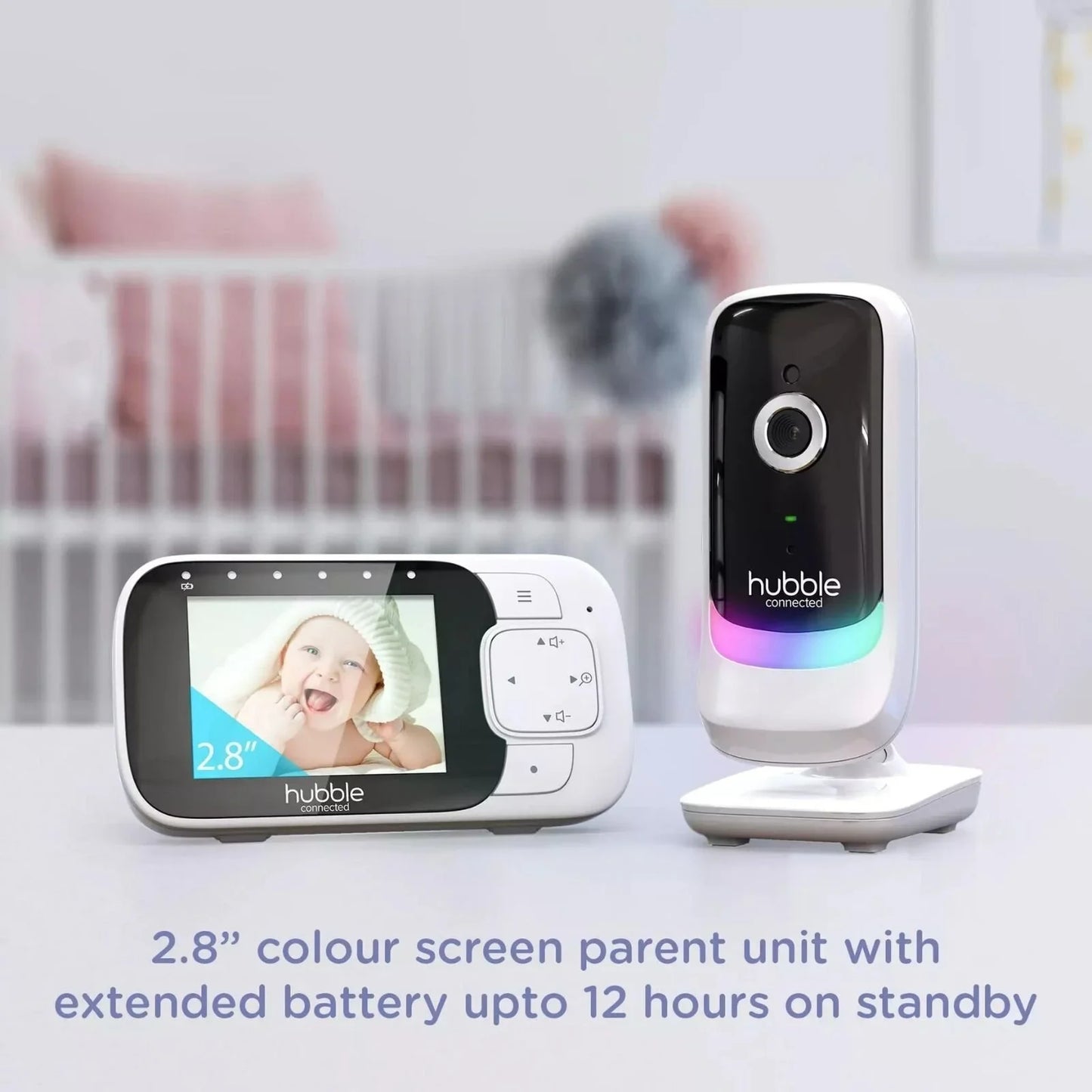 Outlet - Hubble Nursery View Glow - 2.8" Video Baby Monitor White