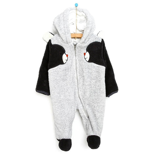 Midimod Newborn Cute Bears Welsoft Footed Jumpsuit - Grey