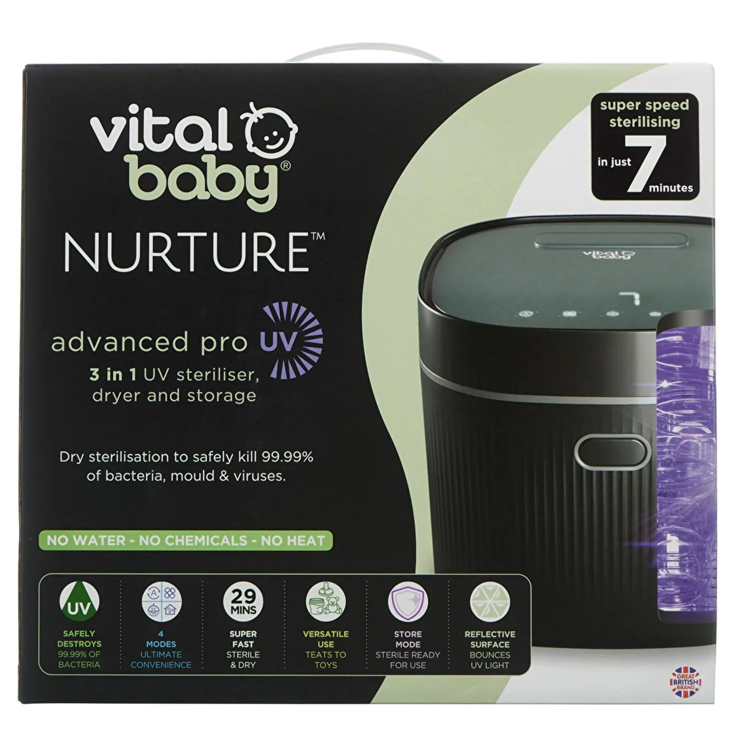 Vital Baby Nurture Advanced Pro UV Steriliser & Dryer - Black