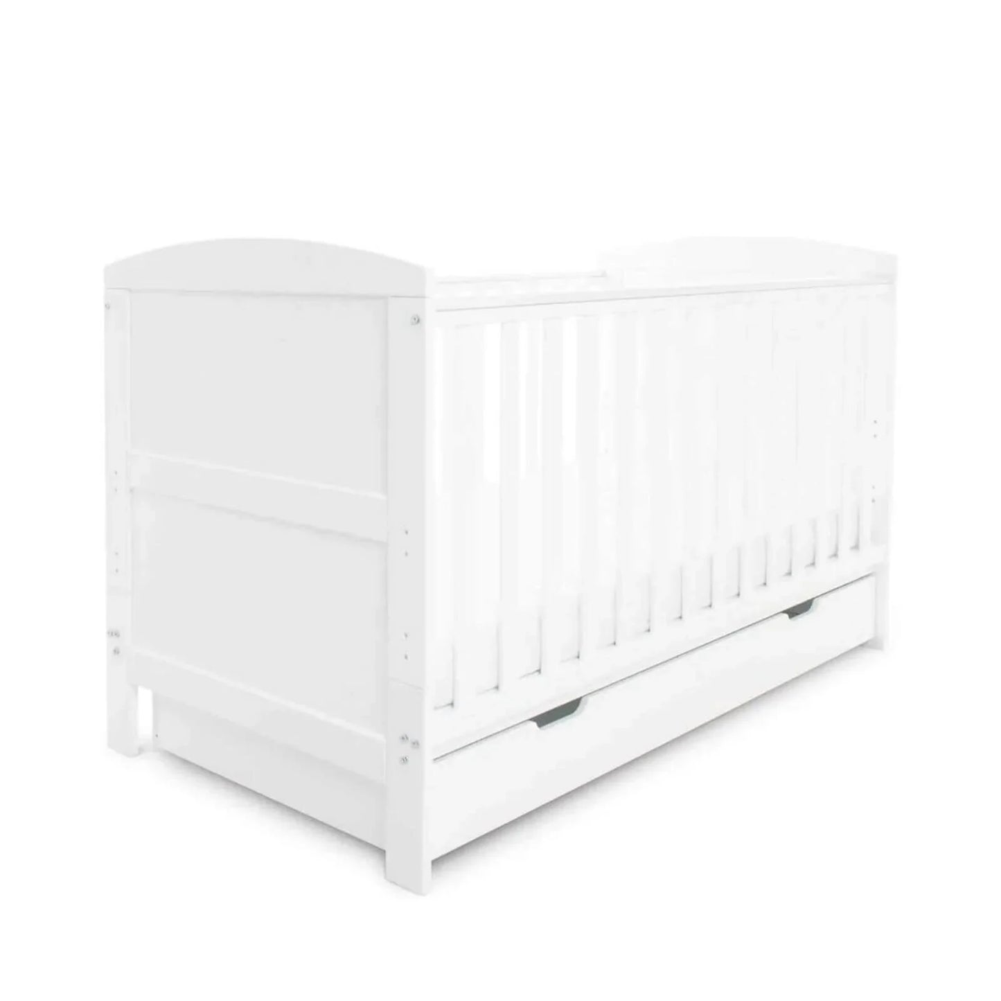 Ickle Bubba Coleby Classic Cot Bed & Under Drawer White - Premium Sprung Mattress