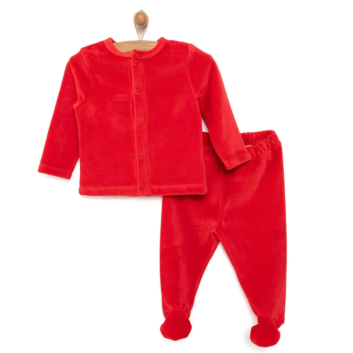 HelloBaby Cardigan - Footed Bottom - Red