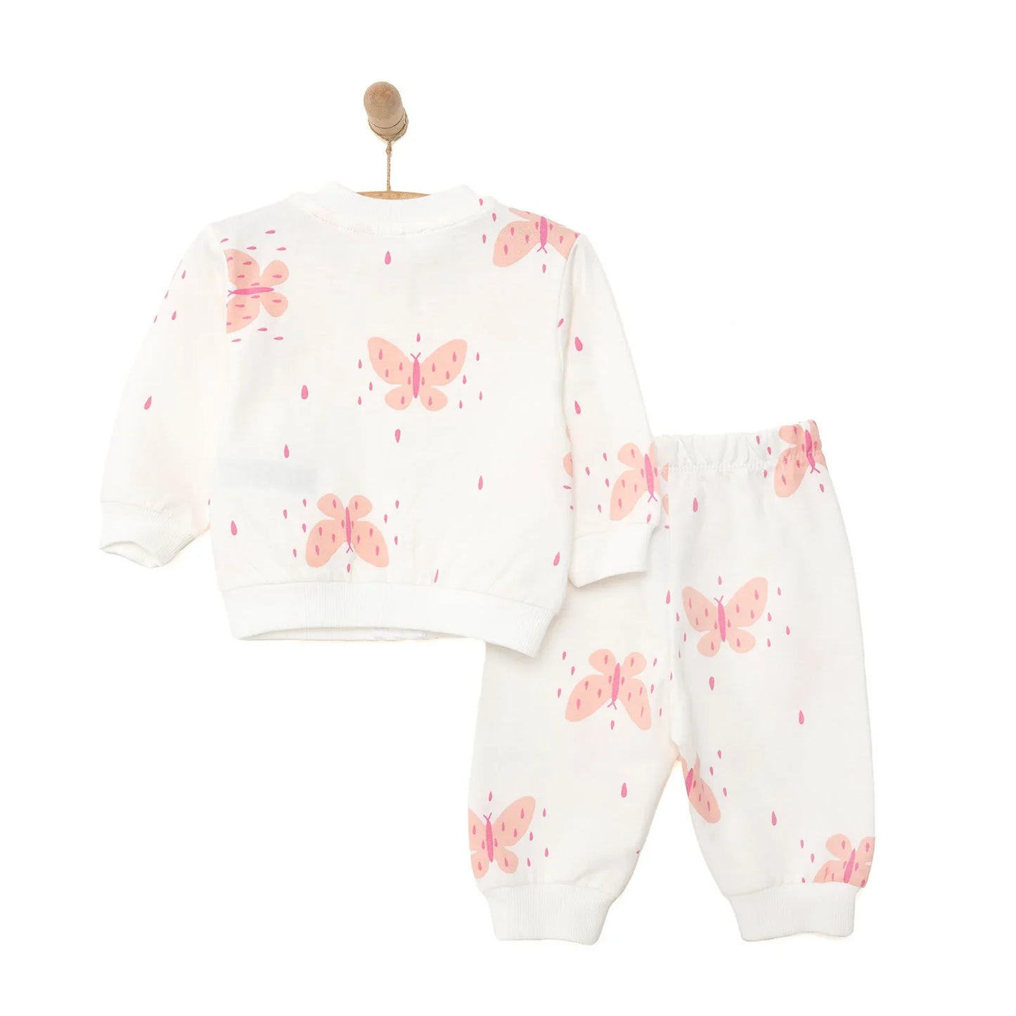 HelloBaby Basic Baby Girl Zippered Joggers - Ecru